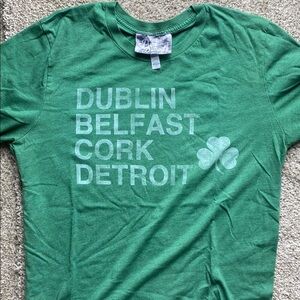 Green Graphic T-Shirt with Cities Print